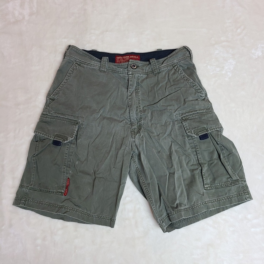 Vintage Abercrombie & Fitch Paratrooper Cargo Shorts Mens L Y2K Olive